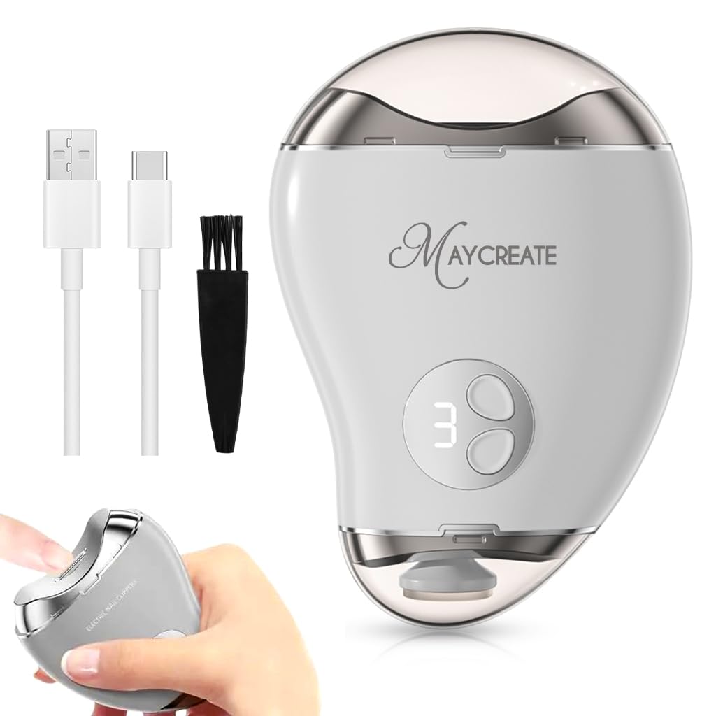 MAYCREATE USB Baby Nail Trimmer with LED Light 2 in 1 Cordless Nail Clipper with Nail Filer Dual Head Rechargeable Nail Clipper and Nail Filer with 3 Speeds Safe Electric Nail Clipper for Kids Adults MAYCREATE USB Baby Nail Trimmer with LED Light 2 in 1 Cordless Nail Clipper with Nail Filer Dual Head Rechargeable Nail Clipper and Nail Filer with 3 Speeds Safe Electric Nail Clipper for Kids Adults